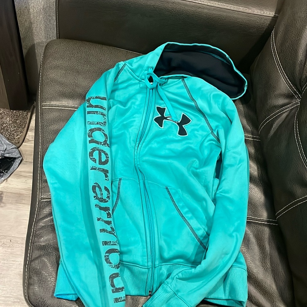 Women’s under armour teal size small zip up sweatshirt